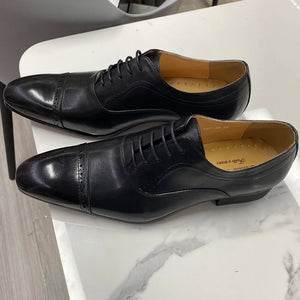 Genuine Leather Oxford Dress Shoes Men Lace Up Cap Toe