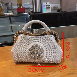 Diamonds Women's  Leather clip Rhinestone Bag