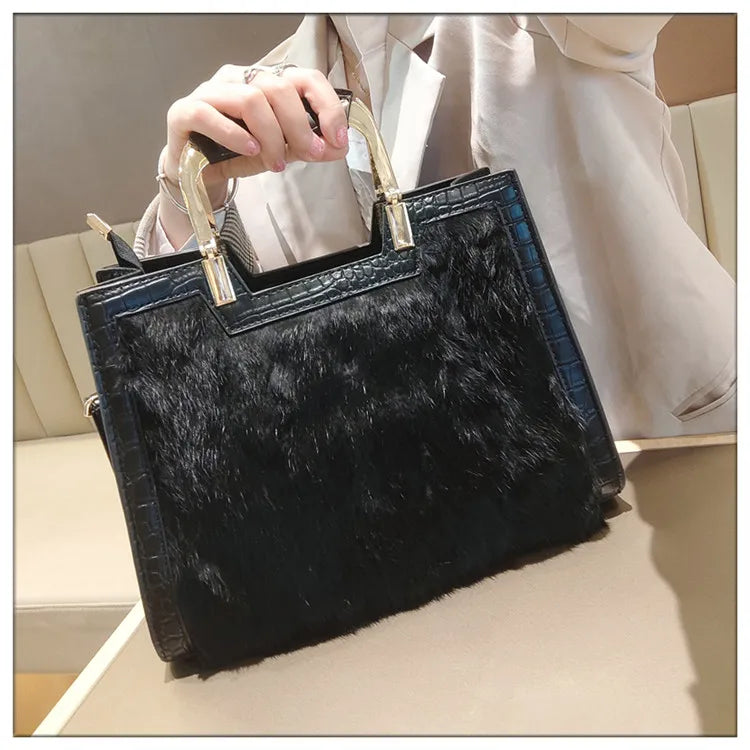 Women's Handbag Luxury Fashion Real Rabbit Hair Single Shoulder Bag