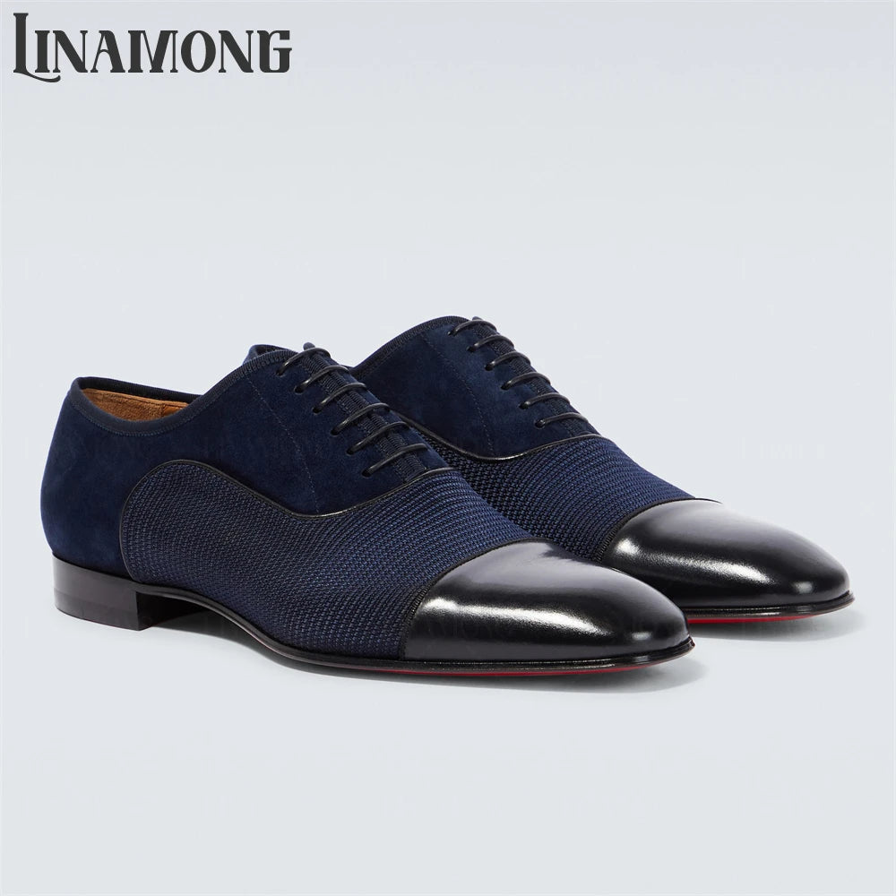 Leather Suede Oxford Men Elegant Lace-Up Dress Shoes