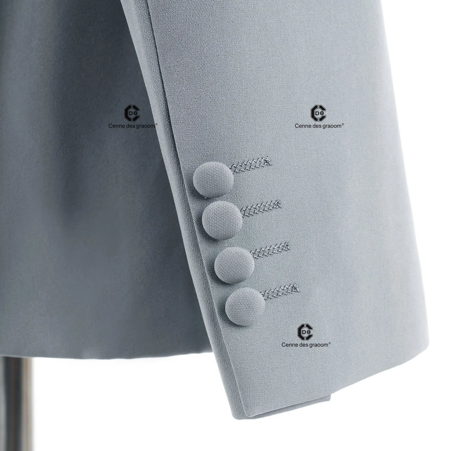 Cenne Des Graoom Elegant Light Grey Men's Suits Metal Side Release Buckle 2-Piece Set High Quality
