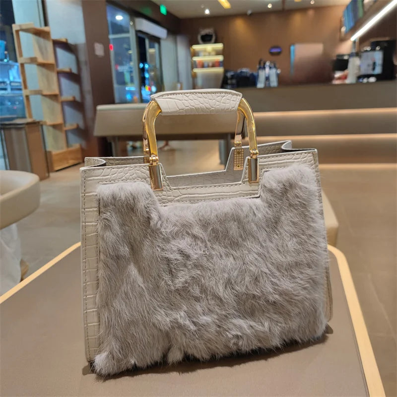 Women's Handbag Luxury Fashion Real Rabbit Hair Single Shoulder Bag