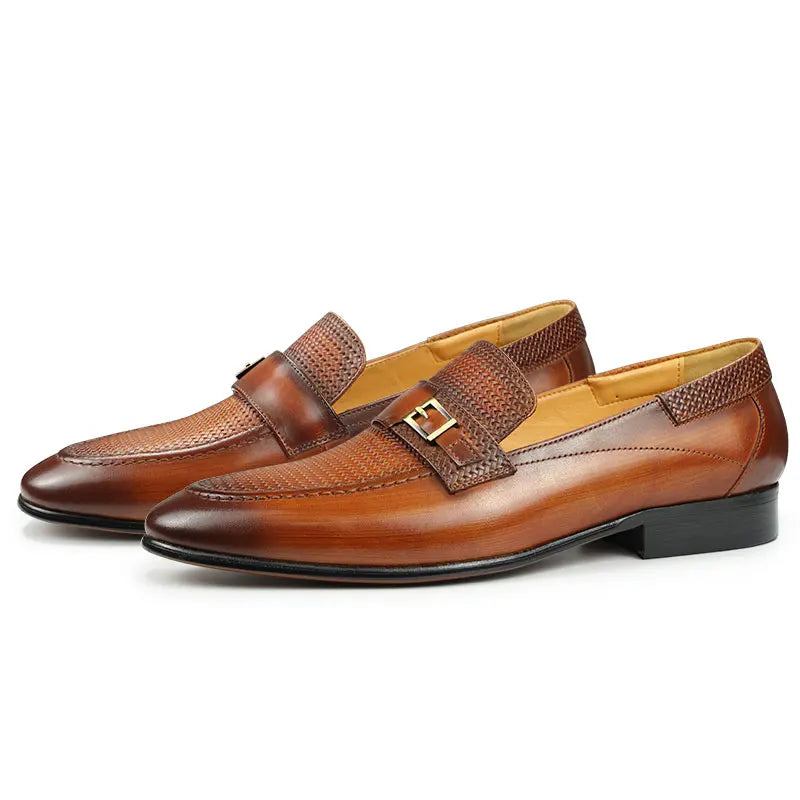 British Buckle Retro Formal Loafers Classic Slip-on Men's Shoes