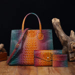 Load image into Gallery viewer, 3 Pcs Crocodile Pattern Handbag &amp; Purses Set
