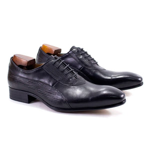 Luxury Men's Italian Leather Hand-polished Pointed Toe Lace-up Shoes