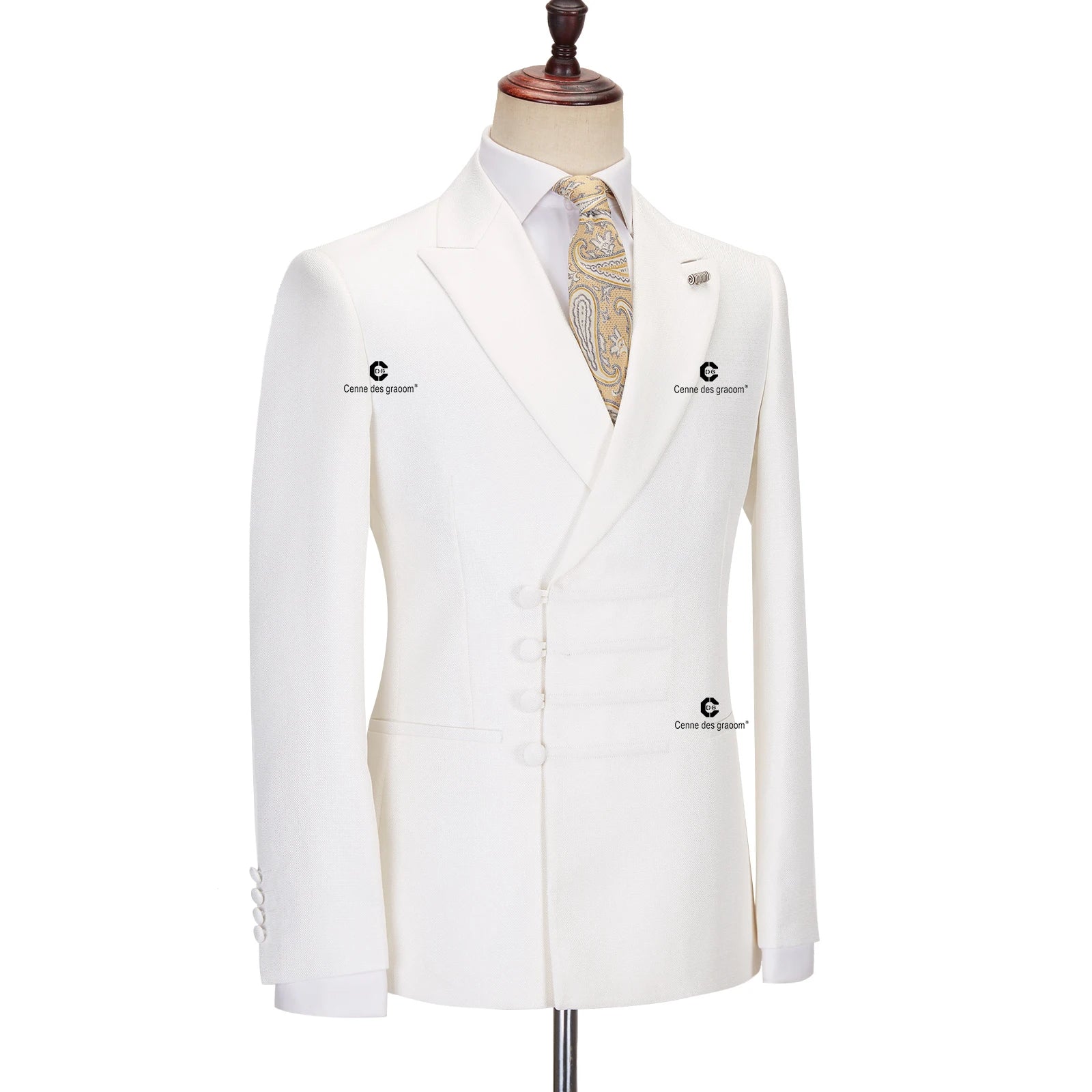 Cenne Des Graoom Chinese Knot Button Peak Lapel 2-Piece Set Suit