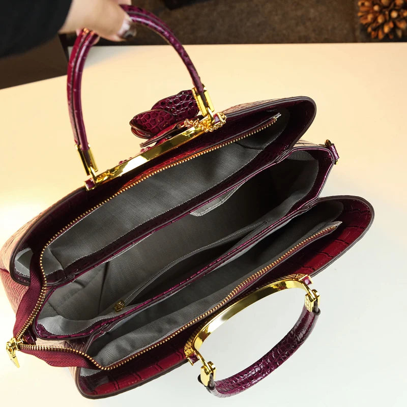 Genuine Leather Women's Handbags Crocodile Pattern