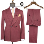 Load image into Gallery viewer, Cenne Des Graoom Striped Double-Breasted Men&#39;s Suits With Patch Pocket
