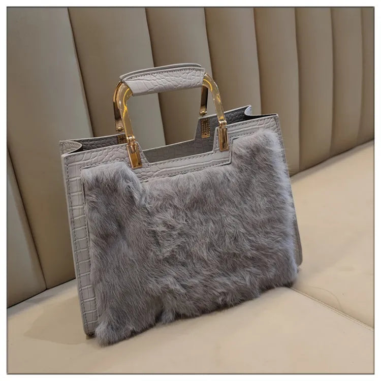Women's Handbag Luxury Fashion Real Rabbit Hair Single Shoulder Bag