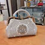 Load image into Gallery viewer, Diamonds Women&#39;s  Leather clip Rhinestone Bag
