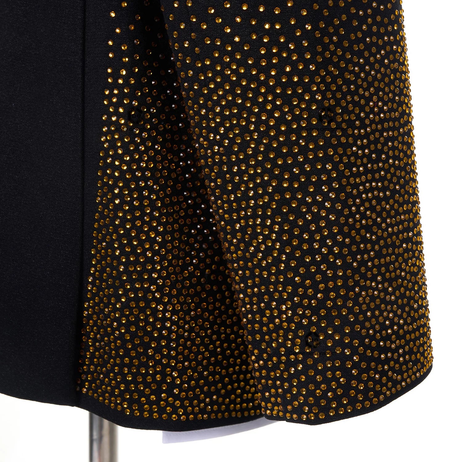 Cenne Des Graoom Men's Suits Ornament Shining Black Gold Tuxedo with Oversized Shawl Lapel