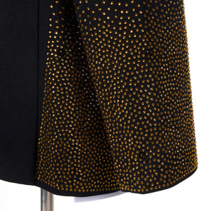 Cenne Des Graoom Men's Suits Ornament Shining Black Gold Tuxedo with Oversized Shawl Lapel