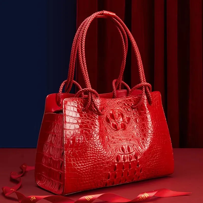 Luxury Genuine Leather Women's Bag Crocodile Pattern