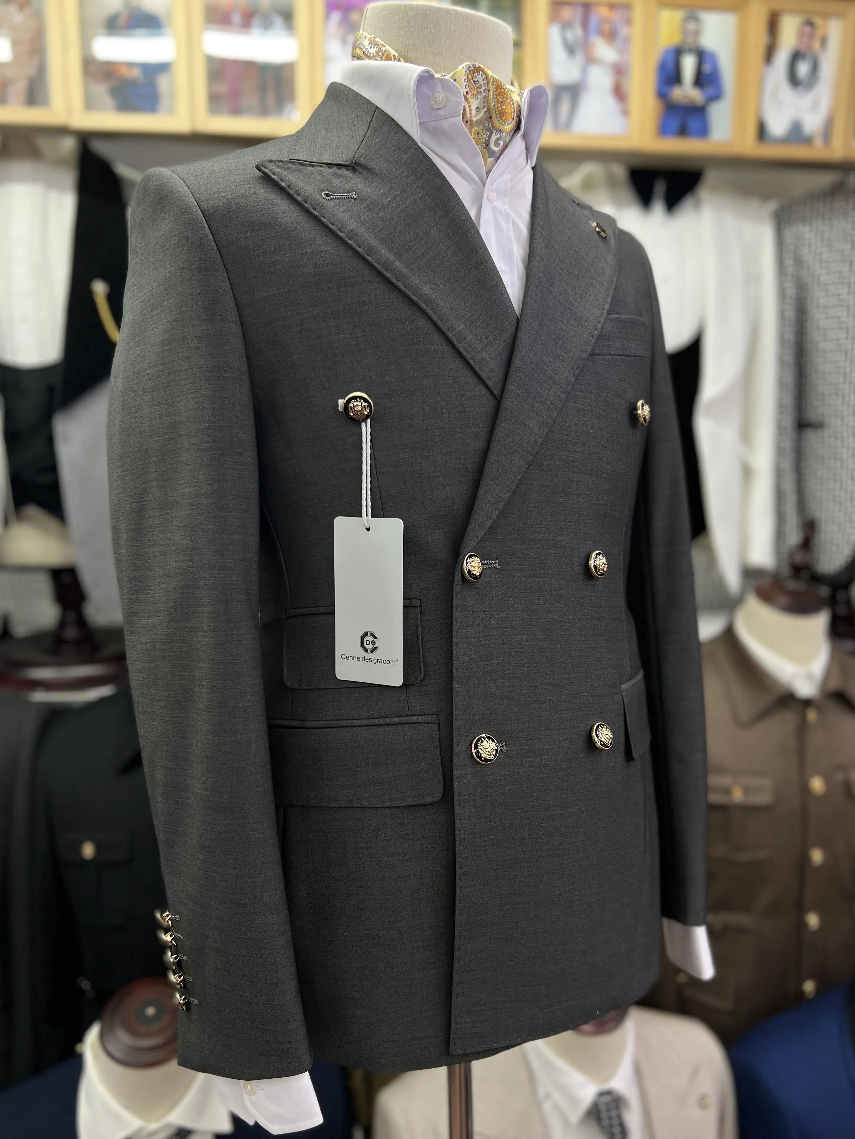 Cenne Des Graoom Elegant Double-Breasted Two-Piece Set High-Quality Costume
