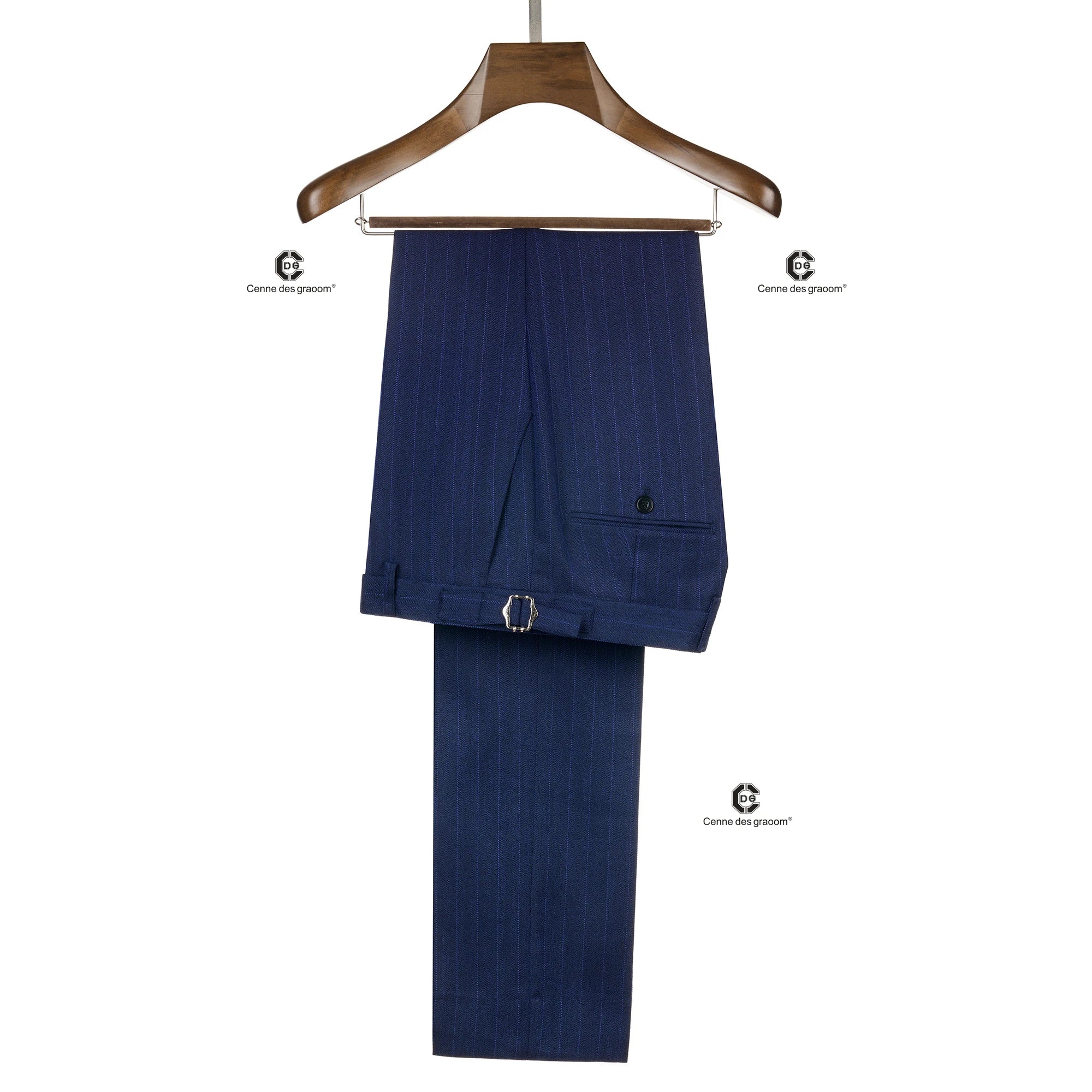 Cenne Des Graoom Striped Double-Breasted Men's Suits With Patch Pocket