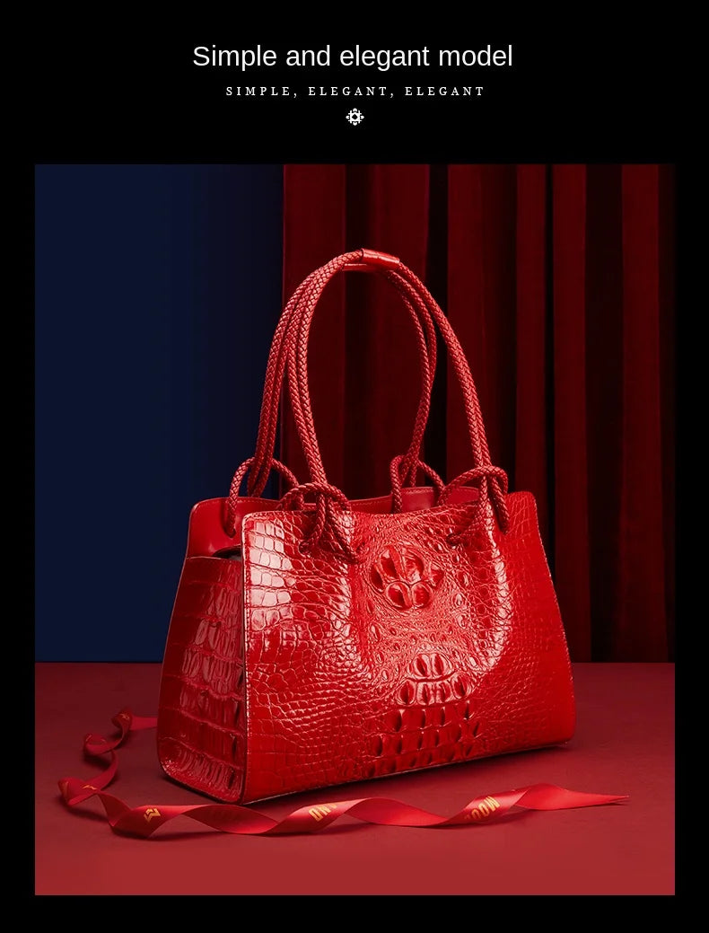Luxury Genuine Leather Women's Bag Crocodile Pattern