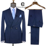 Load image into Gallery viewer, Cenne Des Graoom Striped Double-Breasted Men&#39;s Suits With Patch Pocket
