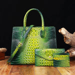 Load image into Gallery viewer, 3 Pcs Crocodile Pattern Handbag &amp; Purses Set
