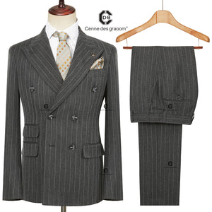 Cenne Des Graoom Double-Breasted Stripe Suits for Men