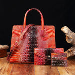 Load image into Gallery viewer, 3 Pcs Crocodile Pattern Handbag &amp; Purses Set
