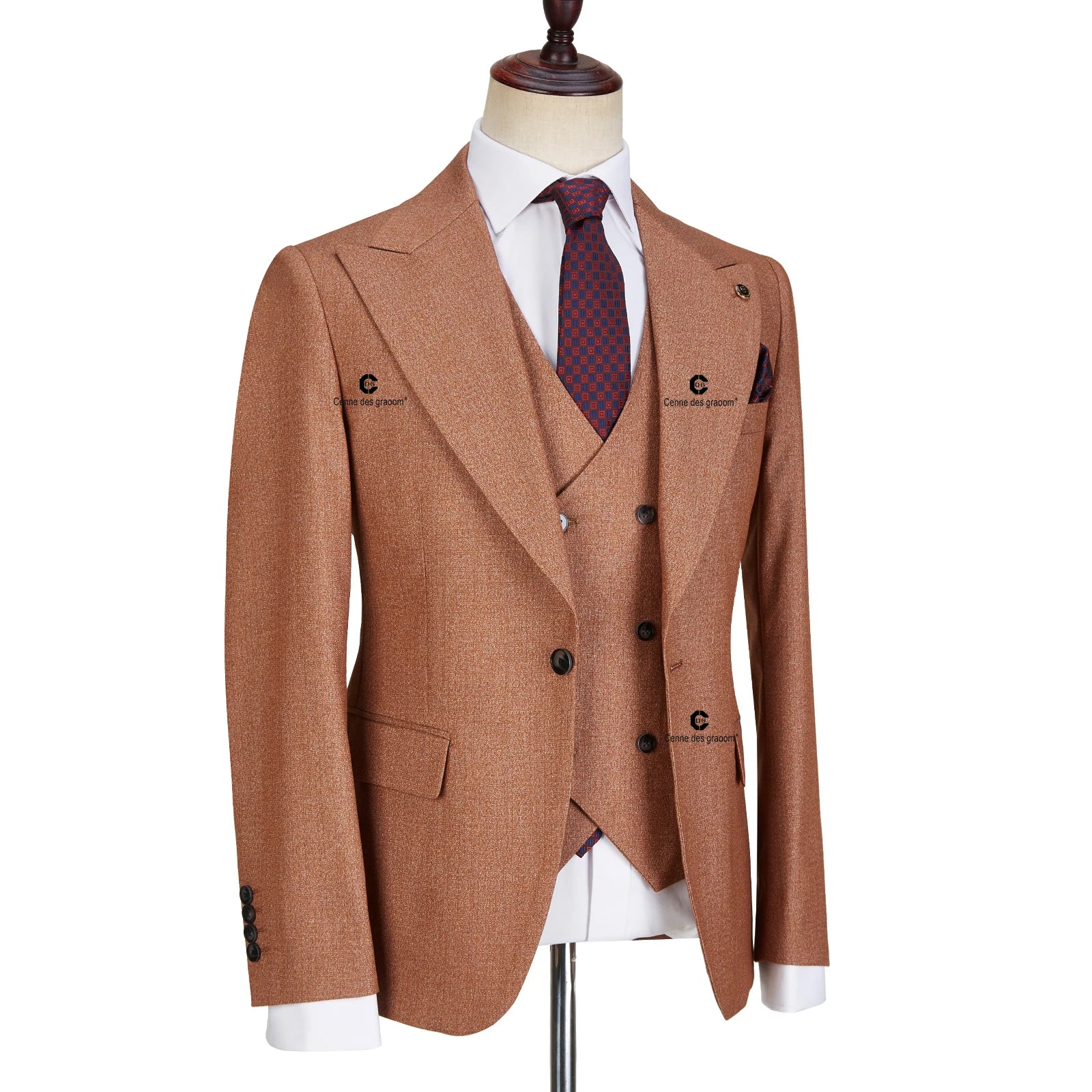 Cenne Des Graoom  Tailor-Made Wedding Groom 3-Piece Single Button Blazer