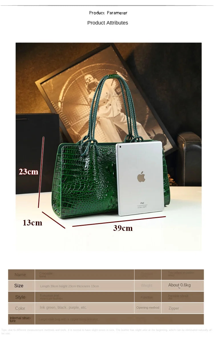 Luxury Genuine Leather Women's Bag Crocodile Pattern