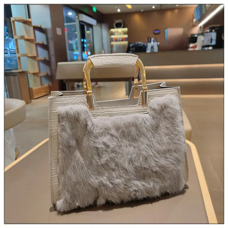 Women's Handbag Luxury Fashion Real Rabbit Hair Single Shoulder Bag