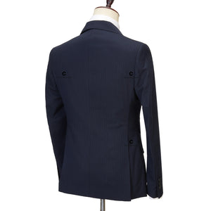 Cenne Des Graoom Double-Breasted Blue Black Stripe Men's Suits 2-Piece Set