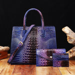 Load image into Gallery viewer, 3 Pcs Crocodile Pattern Handbag &amp; Purses Set
