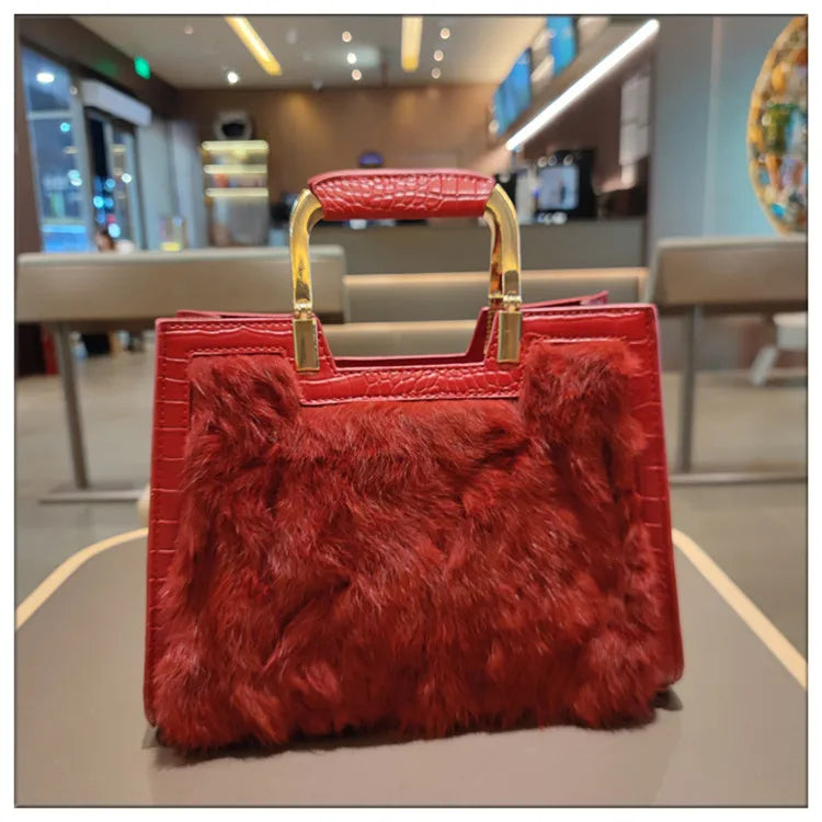 Women's Handbag Luxury Fashion Real Rabbit Hair Single Shoulder Bag