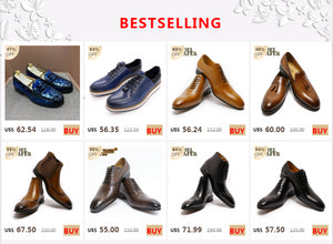 Genuine Leather Oxford Men Lace-Up Cap Toe Pointed Shoes