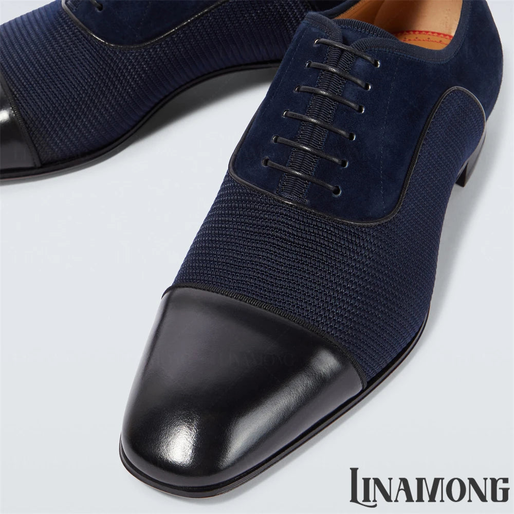 Leather Suede Oxford Men Elegant Lace-Up Dress Shoes