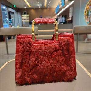 Women's Handbag Luxury Fashion Real Rabbit Hair Single Shoulder Bag