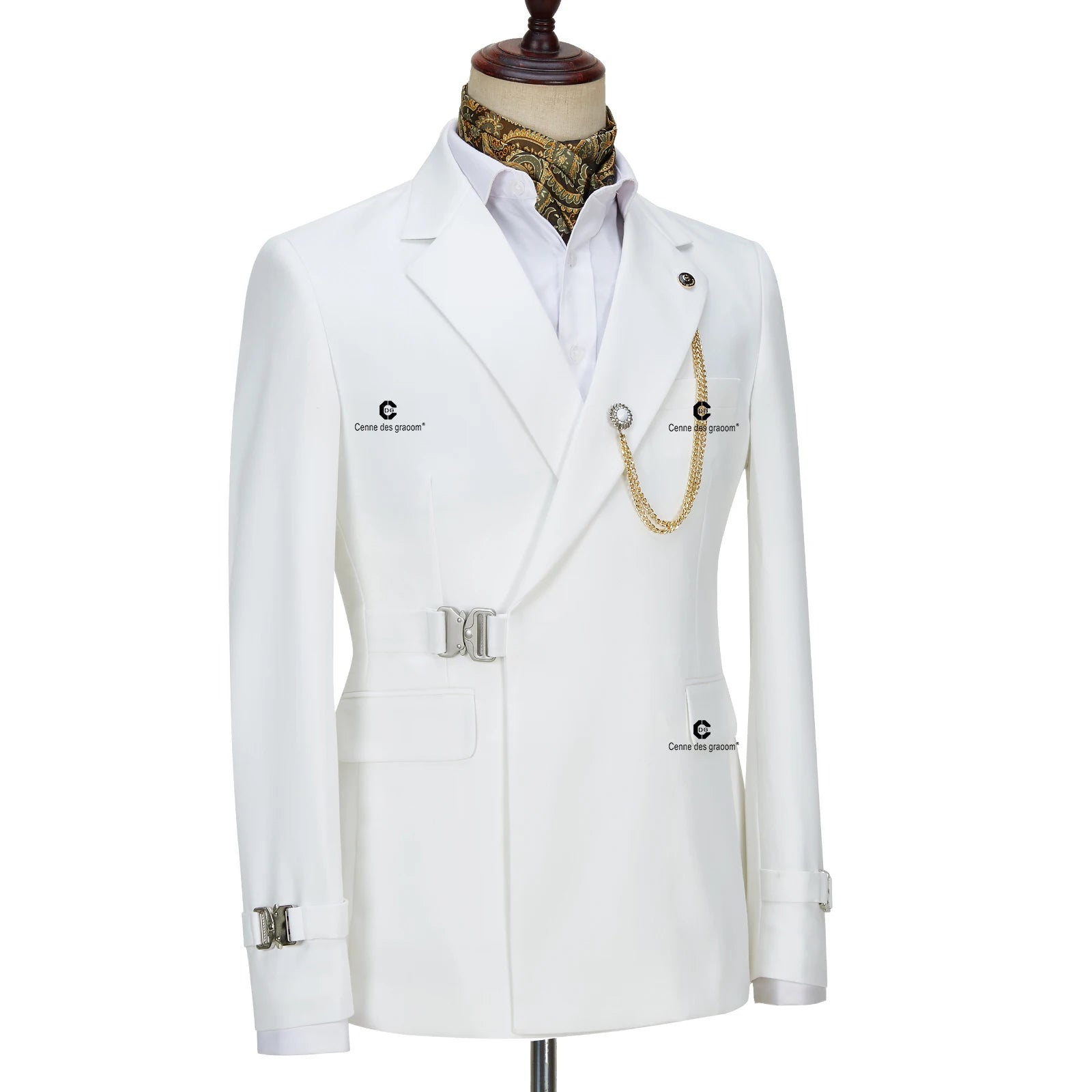 Cenne Des Graoom Blazer Jacket Pants Set Suits For Men Metal Side Release Buckle