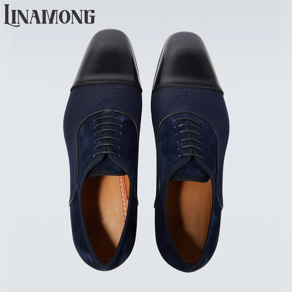 Leather Suede Oxford Men Elegant Lace-Up Dress Shoes