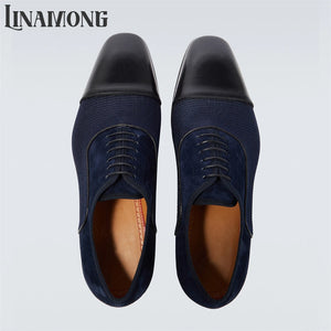 Leather Suede Oxford Men Elegant Lace-Up Dress Shoes