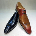 Load image into Gallery viewer, Genuine Leather Brogue Shoes Handmade Casual Oxfords Breathable Lace-Up Dress Shoes
