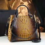 Load image into Gallery viewer, Genuine Leather Women&#39;s Fashion Crocodile Print Bucket Bag
