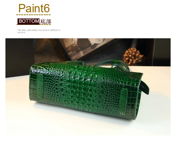 Luxury Genuine Leather Women's Bag Crocodile Pattern