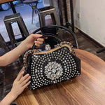 Load image into Gallery viewer, Diamonds Women&#39;s  Leather clip Rhinestone Bag
