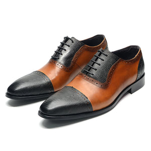 Luxury Men's Brogue Formal Round Toe Mixed-Colors Oxford Dress Shoes