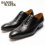 Load image into Gallery viewer, Luxury Brand Men&#39;s Oxford Leather Shoes Handmade Lace Up Pointed Toe Dress Shoes
