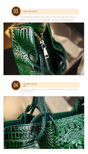 Luxury Genuine Leather Women's Bag Crocodile Pattern
