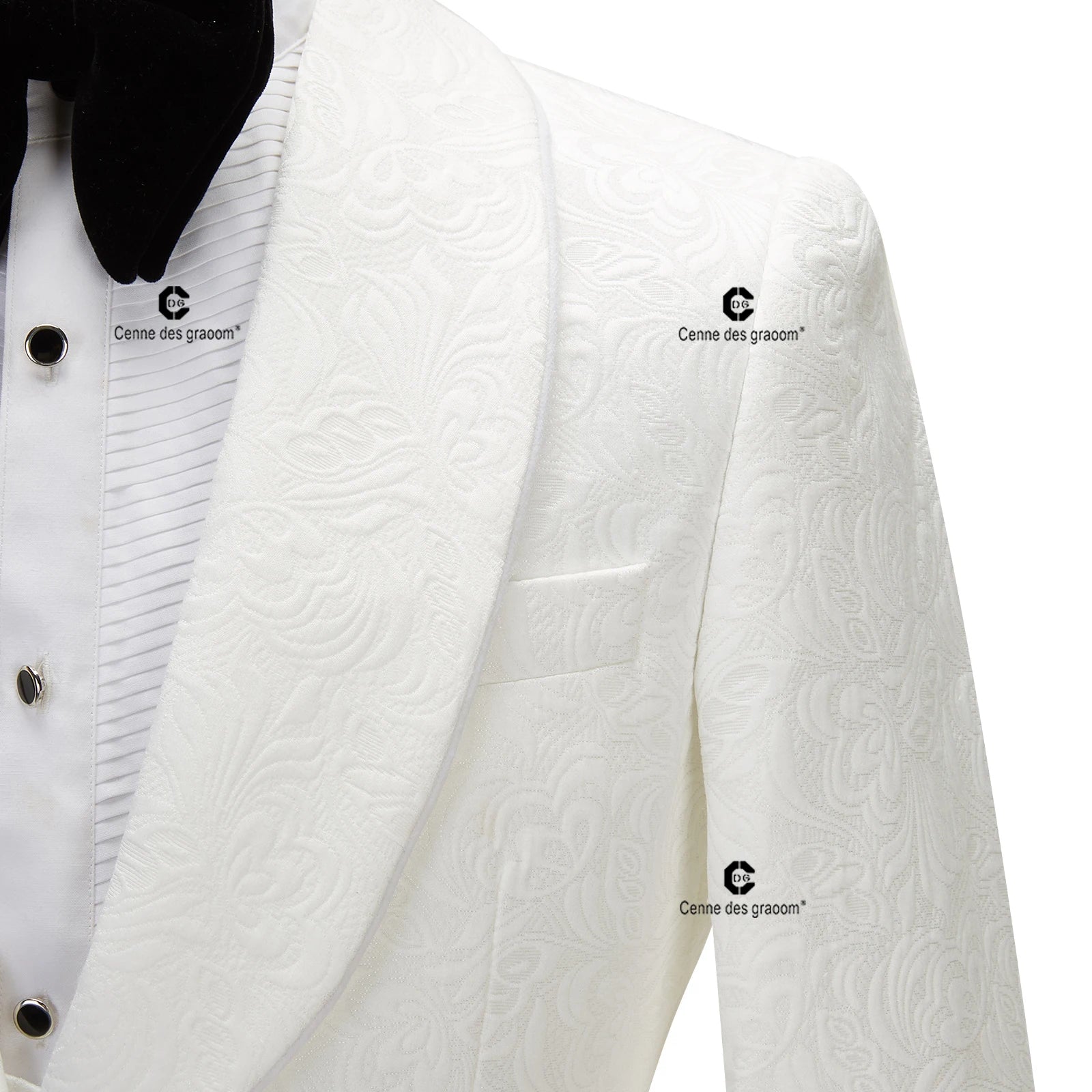 Cenne Des Graoom Men's Tuxedo with Satin Side Stripe Slim Fit Shawl Lapel