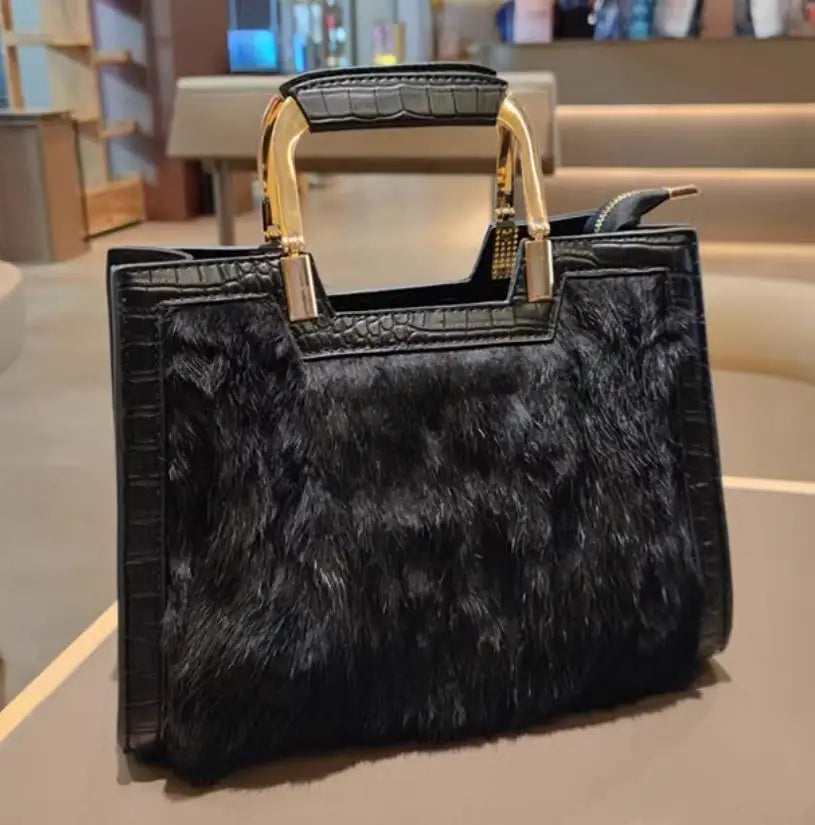 Women's Handbag Luxury Fashion Real Rabbit Hair Single Shoulder Bag