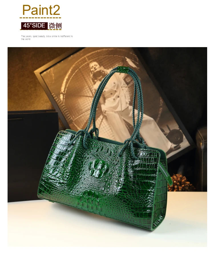 Luxury Genuine Leather Women's Bag Crocodile Pattern