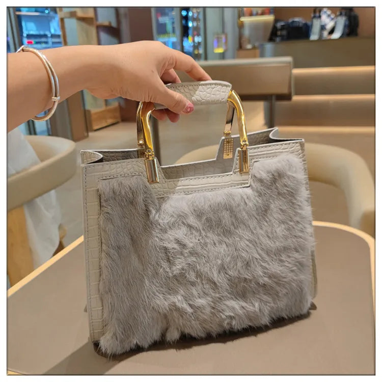 Women's Handbag Luxury Fashion Real Rabbit Hair Single Shoulder Bag