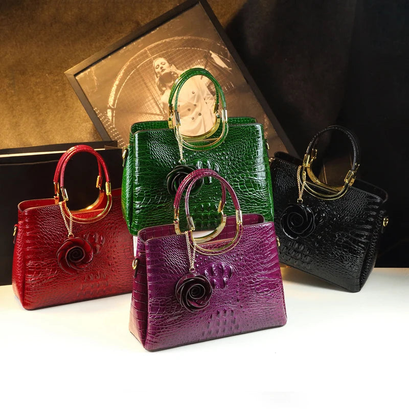 Genuine Leather Women's Handbags Crocodile Pattern