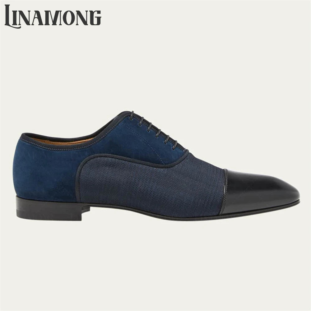Leather Suede Oxford Men Elegant Lace-Up Dress Shoes