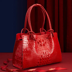 Luxury Genuine Leather Women's Bag Crocodile Pattern